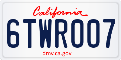 CA license plate 6TWR007
