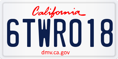 CA license plate 6TWR018