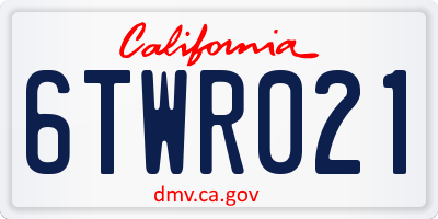 CA license plate 6TWR021