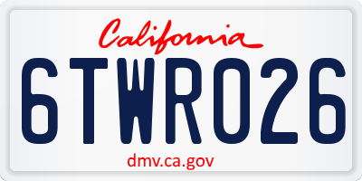 CA license plate 6TWR026
