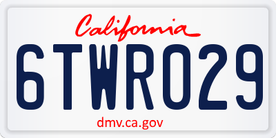 CA license plate 6TWR029