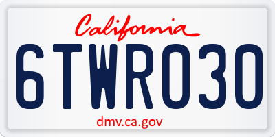 CA license plate 6TWR030