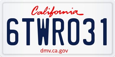 CA license plate 6TWR031