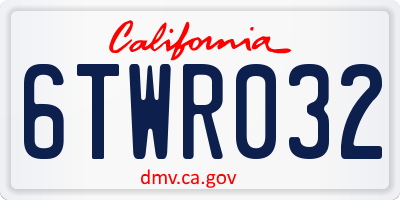 CA license plate 6TWR032