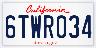 CA license plate 6TWR034