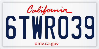 CA license plate 6TWR039