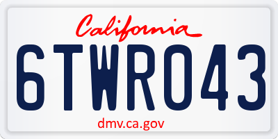 CA license plate 6TWR043