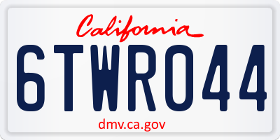 CA license plate 6TWR044