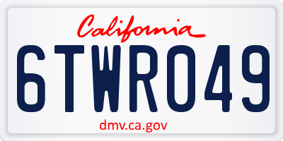 CA license plate 6TWR049