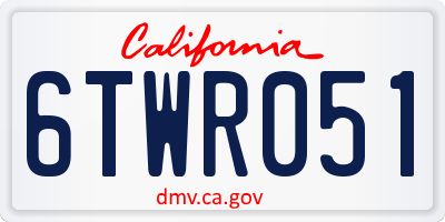 CA license plate 6TWR051