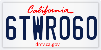 CA license plate 6TWR060