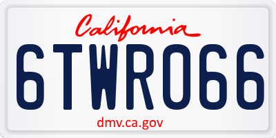 CA license plate 6TWR066