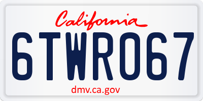 CA license plate 6TWR067