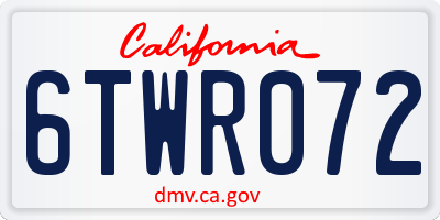 CA license plate 6TWR072