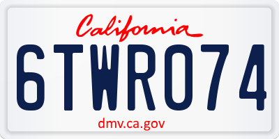 CA license plate 6TWR074