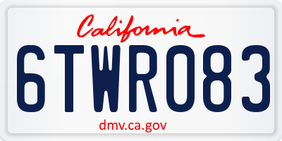 CA license plate 6TWR083