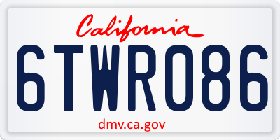 CA license plate 6TWR086