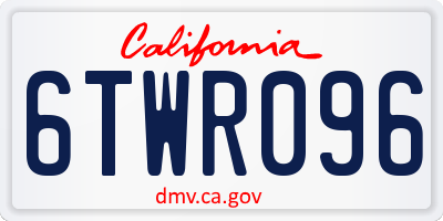 CA license plate 6TWR096