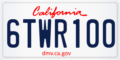 CA license plate 6TWR100