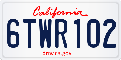 CA license plate 6TWR102