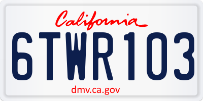 CA license plate 6TWR103