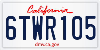 CA license plate 6TWR105