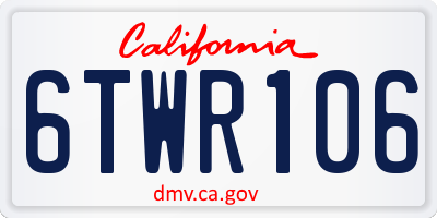 CA license plate 6TWR106