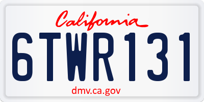 CA license plate 6TWR131