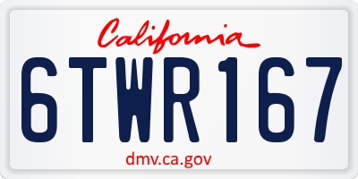 CA license plate 6TWR167