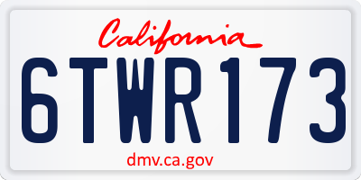 CA license plate 6TWR173