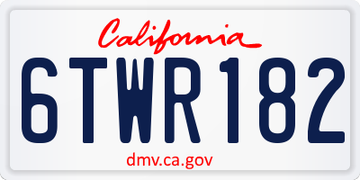 CA license plate 6TWR182
