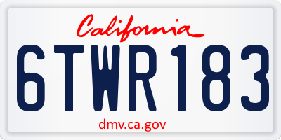 CA license plate 6TWR183