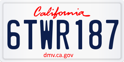 CA license plate 6TWR187