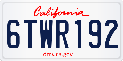 CA license plate 6TWR192