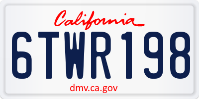 CA license plate 6TWR198