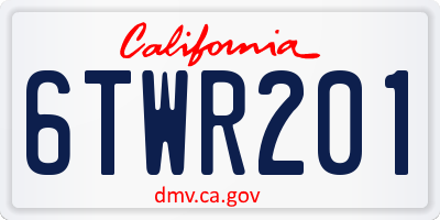 CA license plate 6TWR201