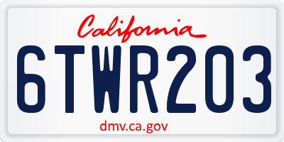 CA license plate 6TWR203