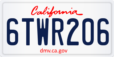 CA license plate 6TWR206