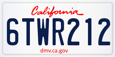 CA license plate 6TWR212