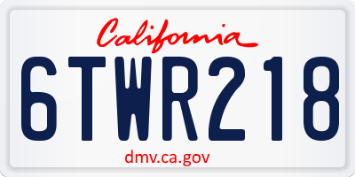 CA license plate 6TWR218