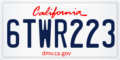 CA license plate 6TWR223