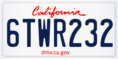 CA license plate 6TWR232