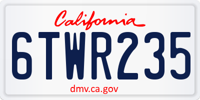 CA license plate 6TWR235