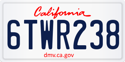 CA license plate 6TWR238