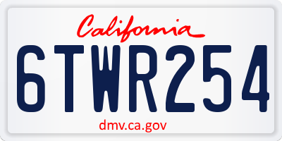 CA license plate 6TWR254