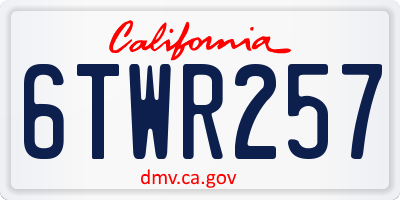 CA license plate 6TWR257