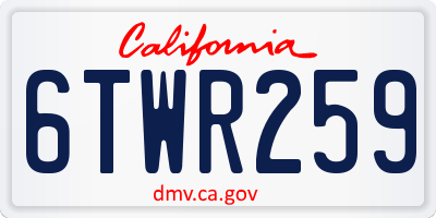 CA license plate 6TWR259