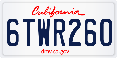 CA license plate 6TWR260