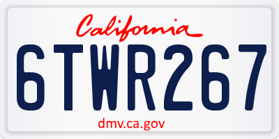 CA license plate 6TWR267