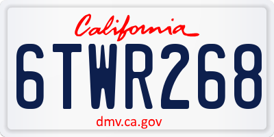 CA license plate 6TWR268